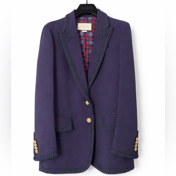 Gucci Jackets & Blazers - Gucci Navy Blue Single Breasted Blazer Jacket women’s size 38/ US 2